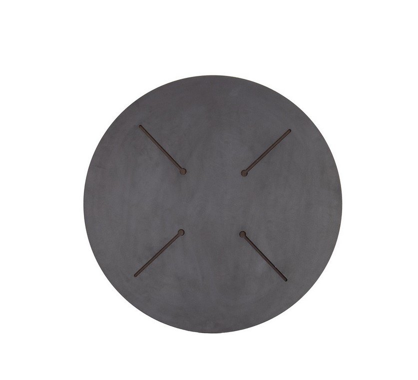 PIANO TAVOLO D80 HPL ARDESIA1 - JOLLYGIUNCO Circular dark gray disc with four diagonal slits near the center.