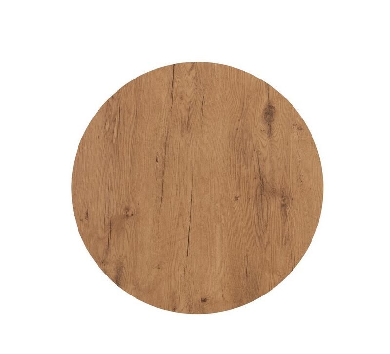 Round wooden tabletop with natural wood grain.