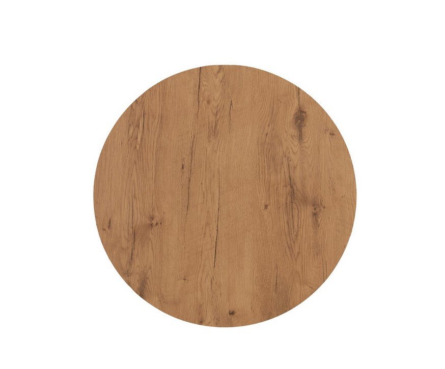 PIANO TAVOLO D80 HPL ROVERE NAT - JOLLYGIUNCO Round wooden tabletop with natural wood grain.