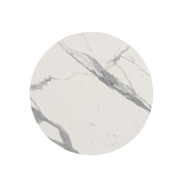 Round white marble surface with gray veining, shown as a circular swatch