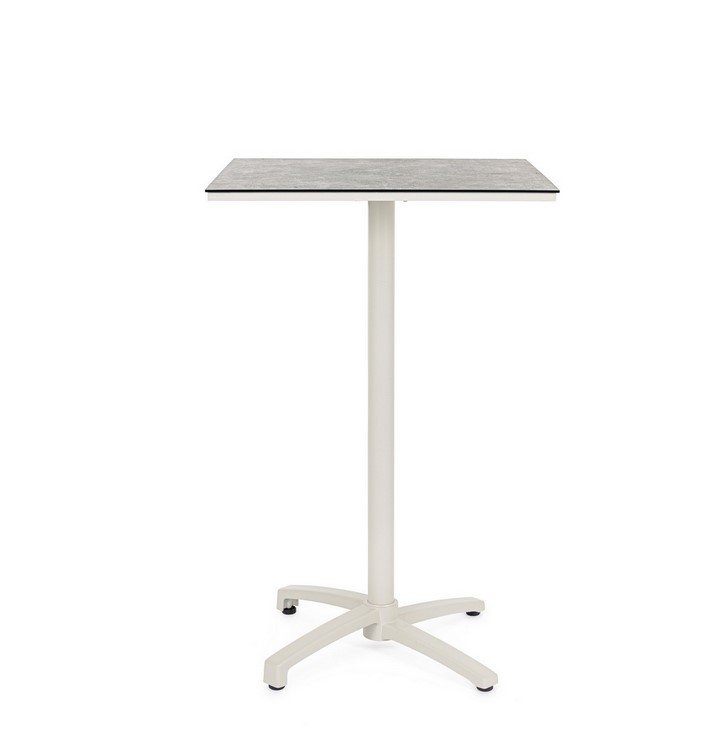 TAVOLO BAR ALTO CLARET 70X701 - JOLLYGIUNCO Adjustable-height mobile podium with a square gray tabletop on a wheeled four-spoke base.