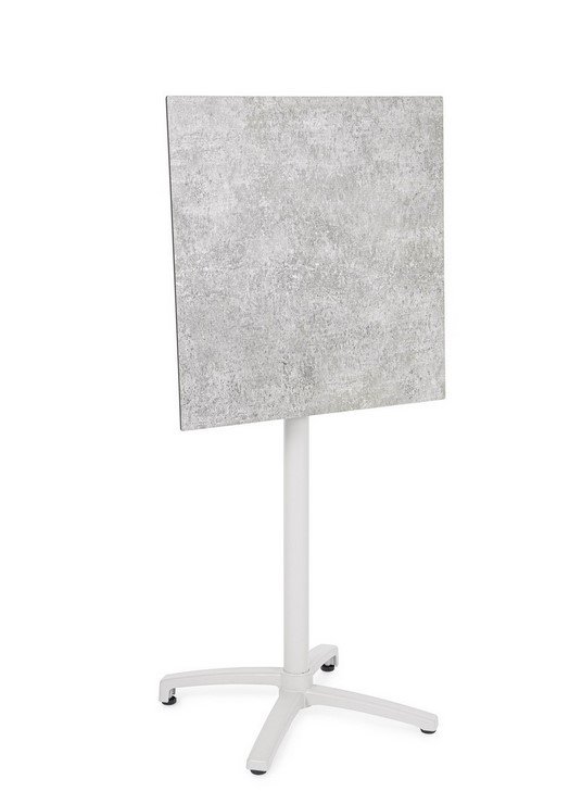 TAVOLO BAR ALTO CLARET 70X702 - JOLLYGIUNCO Mobile freestanding panel with a gray concrete texture on a white stand with a four-pronged base and small wheels.