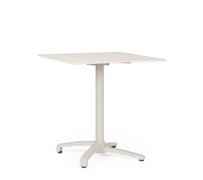 TAVOLO BAR CLARET 70X70 SINT WALL - JOLLYGIUNCO Beige adjustable-height table with a rectangular top on a wheeled pedestal base.
