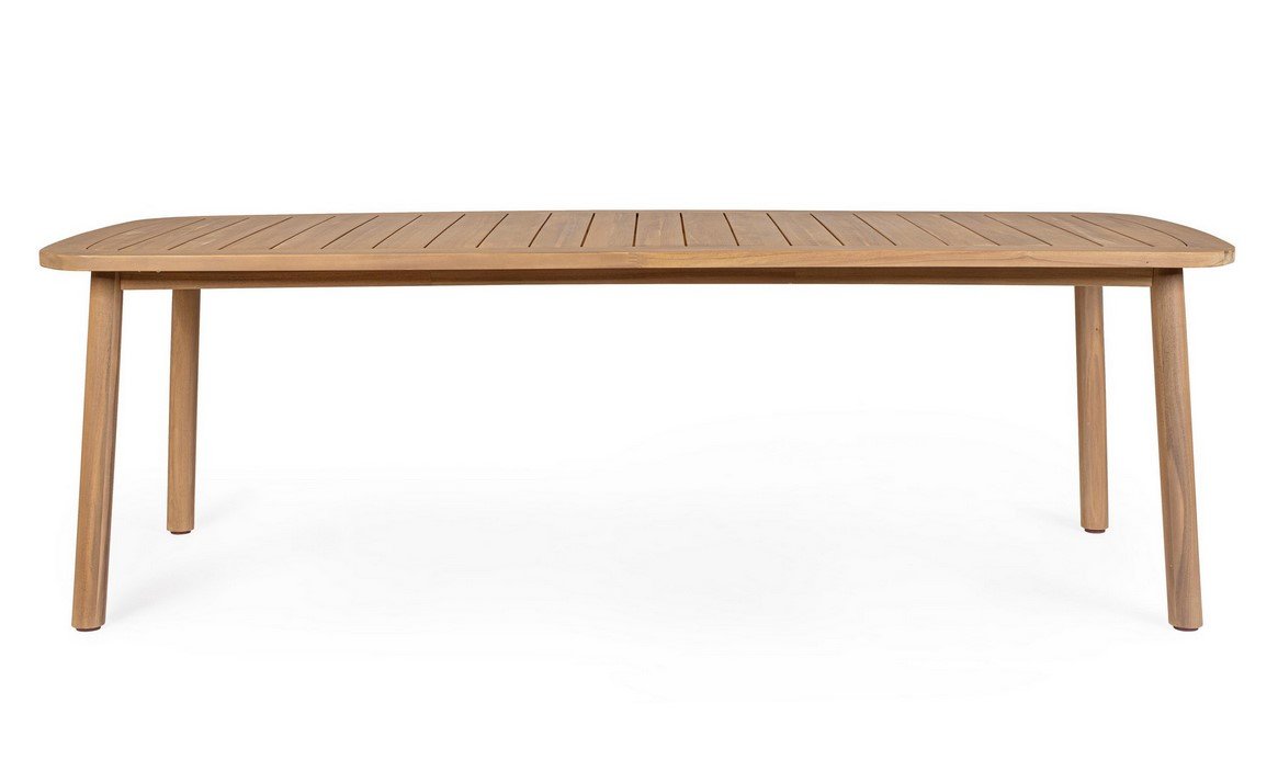 TAVOLO PABLO 240X1001 - JOLLYGIUNCO Wooden slatted-top dining table with four rounded legs on a white background.